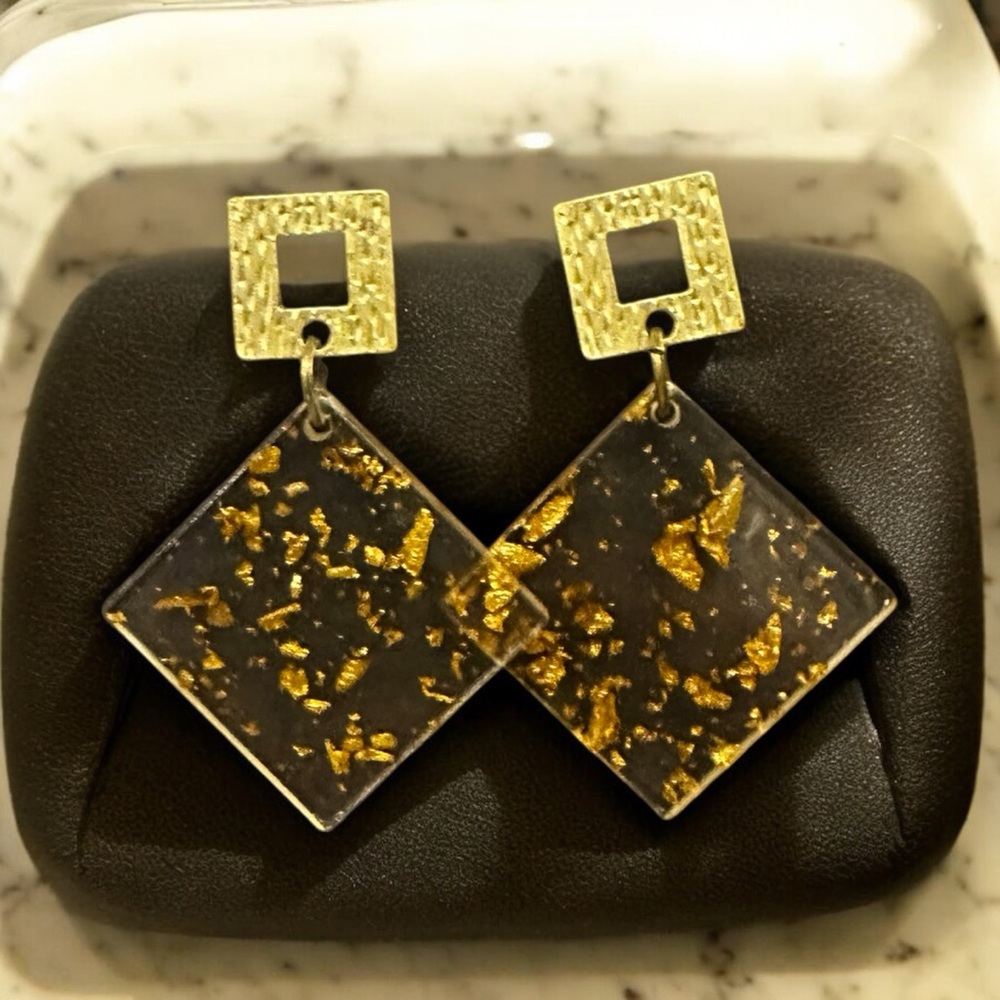 Handmade Gold Dust Earrings My Design - Picture 1 of 5
